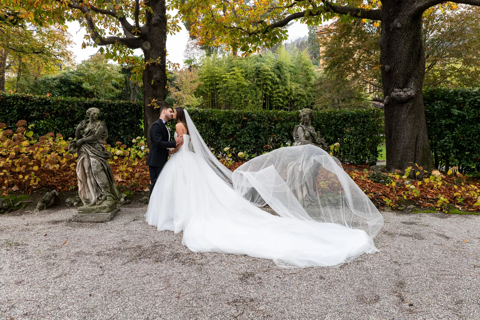 Il bacio tra le siepi del giardino
